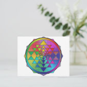 Psychedelic Rainbow Sri Yantra voor voorspoed Briefkaart (Staand voorkant)