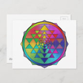 Psychedelic Rainbow Sri Yantra voor voorspoed Briefkaart (Voorkant / Achterkant)