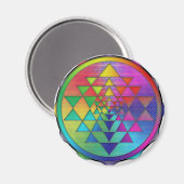 Psychedelic Rainbow Sri Yantra voor welvaart Magneet (Voorkant / Achterkant)