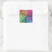 Psychedelic Rainbow Sri Yantra voor welvaart Vierkante Sticker (Tas)