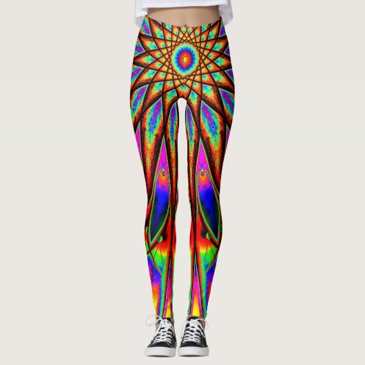 Psychedelic Rainbow Star Leggings (Voorkant)