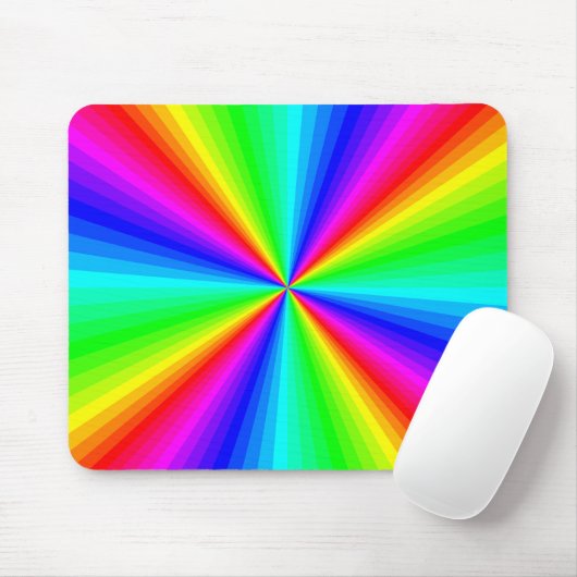 Psychedelic Rainbow Sunburst Mousepad Muismat (Met muis)