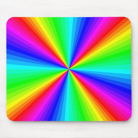 Psychedelic Rainbow Sunburst Mousepad Muismat (Voorkant)