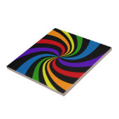 Psychedelic Rainbow Swirl Bold Black Abstract Wild Tegeltje (Zijkant)
