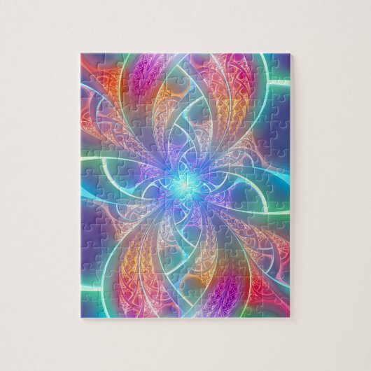 Psychedelic Rainbow Swirls Fractal Pattern Legpuzzel (Verticaal)
