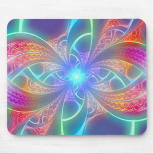 Psychedelic Rainbow Swirls Fractal Pattern Muismat