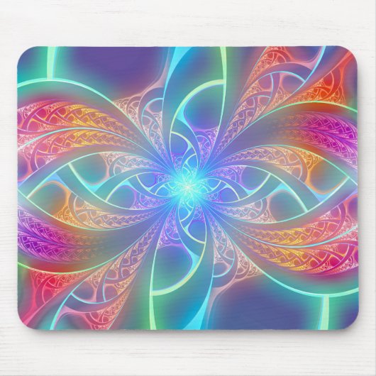 Psychedelic Rainbow Swirls Fractal Pattern Muismat (Voorkant)