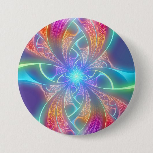 Psychedelic Rainbow Swirls Fractal Pattern Ronde Button 7,6 Cm (Voorkant)