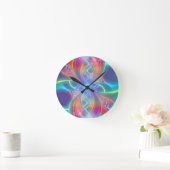Psychedelic Rainbow Swirls Fractal Pattern Ronde Klok (Huis)
