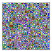 Psychedelic Rainbow Textured Mosaic Tiles Pattern Foto Afdruk (Voorkant)