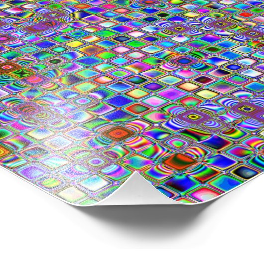 Psychedelic Rainbow Textured Mosaic Tiles Pattern Foto Afdruk (Hoek)