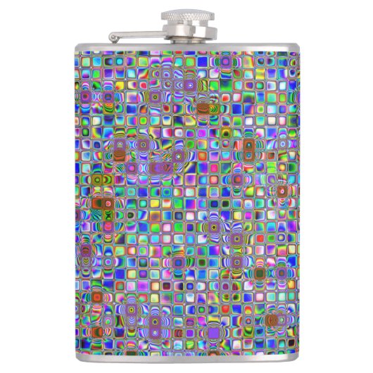 Psychedelic Rainbow Textured Mosaic Tiles Pattern Heupfles (Voorkant)