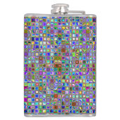 Psychedelic Rainbow Textured Mosaic Tiles Pattern Heupfles (Achterkant)