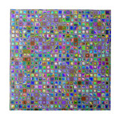 Psychedelic Rainbow Textured Mosaic Tiles Pattern Tegeltje (Voorkant)
