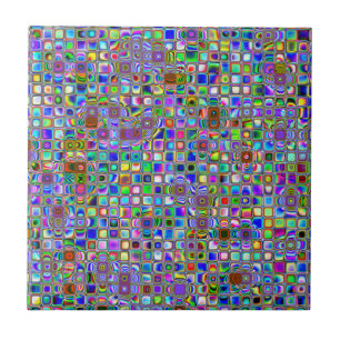 Psychedelic Rainbow Textured Mosaic Tiles Pattern Tegeltje