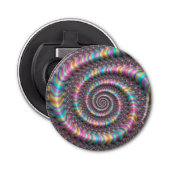Psychedelic Rainbow Unicorn Funky Nautilus Fractal Button Flesopener (Voorkant)