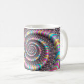 Psychedelic Rainbow Unicorn Funky Nautilus Fractal Koffiemok (Voorkant rechts)