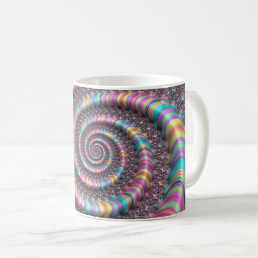 Psychedelic Rainbow Unicorn Funky Nautilus Fractal Koffiemok (Voorkant rechts)