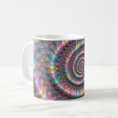 Psychedelic Rainbow Unicorn Funky Nautilus Fractal Koffiemok (Voorkant links)