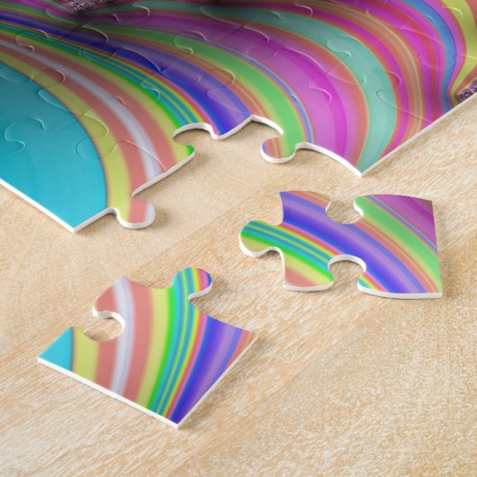 Psychedelic Rainbow Unicorn Funky Nautilus Fractal Legpuzzel (Zijkant)