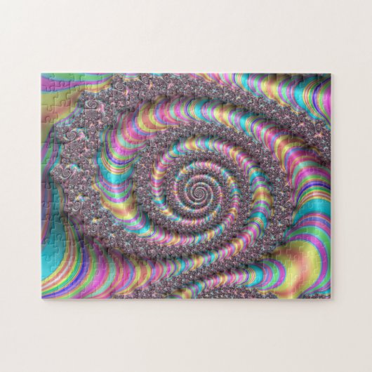 Psychedelic Rainbow Unicorn Funky Nautilus Fractal Legpuzzel (Horizontaal)