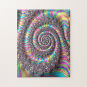 Psychedelic Rainbow Unicorn Funky Nautilus Fractal Legpuzzel