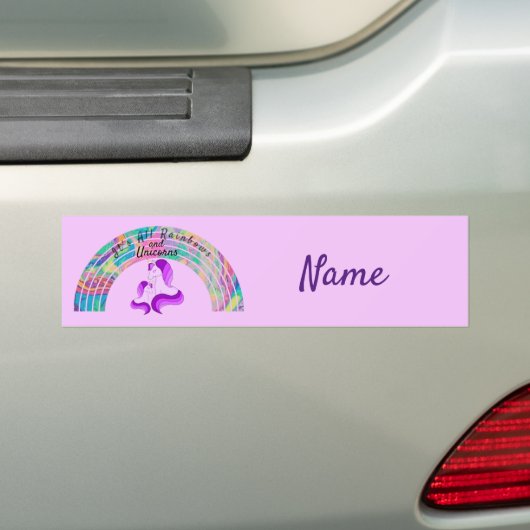 Psychedelic Rainbows and Unicorns Thunder_Cove Bumpersticker (Op auto)