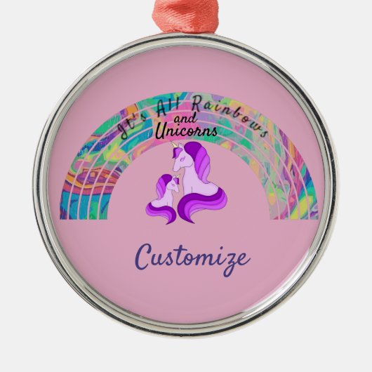 Psychedelic Rainbows and Unicorns Thunder_Cove Metalen Ornament (Voorkant)