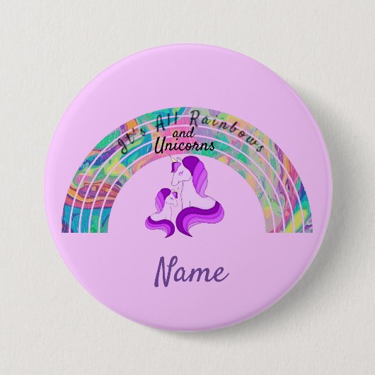Psychedelic Rainbows and Unicorns Thunder_Cove Ronde Button 7,6 Cm (Voorkant)