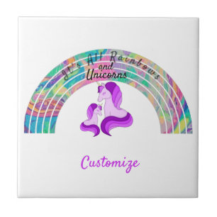 Psychedelic Rainbows and Unicorns Thunder_Cove Tegeltje