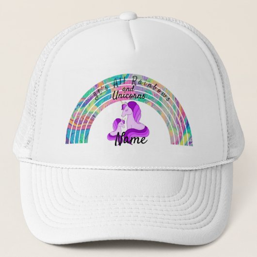 Psychedelic Rainbows and Unicorns Thunder_Cove Trucker Pet (Voorkant)