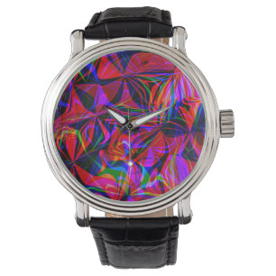 Psychedelic Red Mix Abstract kleurig Horloge
