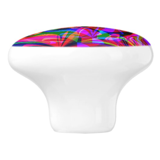 Psychedelic Red Mix Abstract kleurig Keramische Knop (Zijkant)