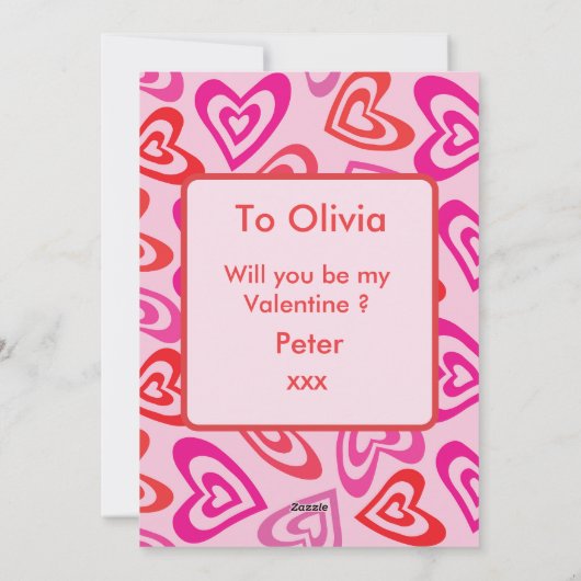 Psychedelic Red Pink Hearts Valentijnsdag Custom Feestdagenkaart (Achterkant)