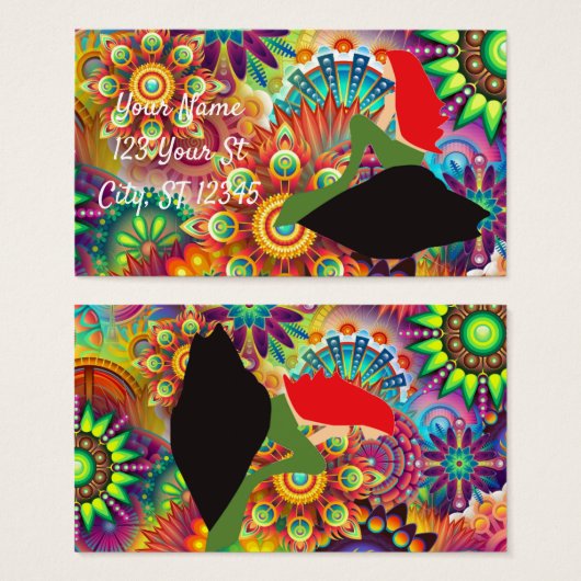 Psychedelic Redhead Mermaid Sitting Thunder_Cove Visitekaartje (Voorkant /achterkant)