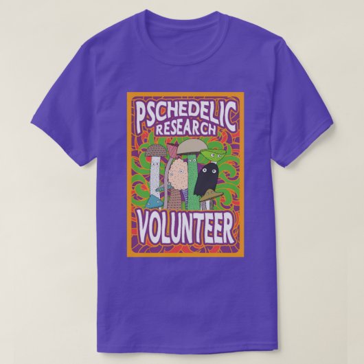 Psychedelic Research Volunteer psilocybin-paddenst T-shirt (Design voorkant)