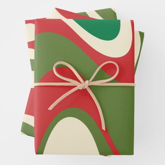 Psychedelic Retro 60s 70s Abstracte Kerstmis Inpakpapier Vel (In situ)