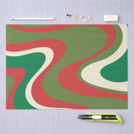 Psychedelic Retro 60s 70s Abstracte Kerstmis Tissuepapier (Craft)