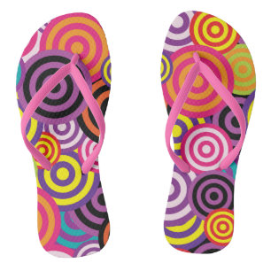 Psychedelic Retro 60s Spirals Circles Design Teenslippers