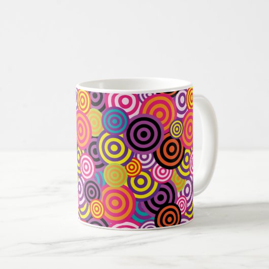 Psychedelic Retro 60s Swirl Design Coffee Cup Mok (Voorkant rechts)