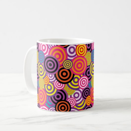 Psychedelic Retro 60s Swirl Design Coffee Cup Mok (Voorkant links)