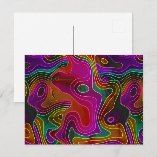 Psychedelic Retro Abstract vloeibaar roze Briefkaart (Voorkant / Achterkant)