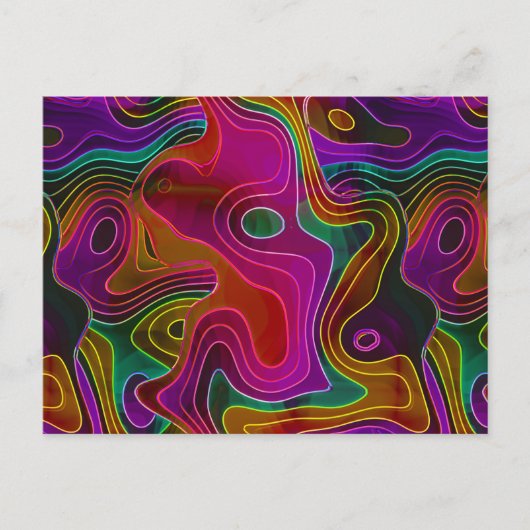 Psychedelic Retro Abstract vloeibaar roze Briefkaart (Voorkant)
