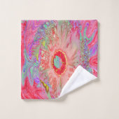 Psychedelic Retro Coral Rainbow Hibiscus Bad Handdoek (Wasdoekje)