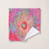 Psychedelic Retro Coral Rainbow Hibiscus Bad Handdoek (Wasdoekje)