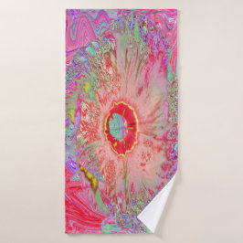 Psychedelic Retro Coral Rainbow Hibiscus Badhanddoek