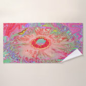 Psychedelic Retro Coral Rainbow Hibiscus Badhanddoek (Badhanddoek)