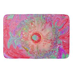 Psychedelic Retro Coral Rainbow Hibiscus Badmat