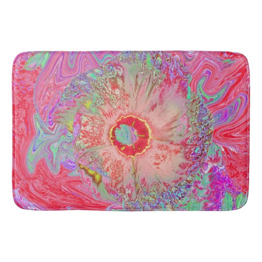 Psychedelic Retro Coral Rainbow Hibiscus Badmat (Voorkant)