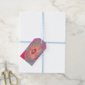 Psychedelic Retro Coral Rainbow Hibiscus Cadeaulabel (Met Touw)